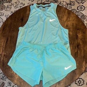 Nike Teal Blue Athletic Tank and Shorts Set